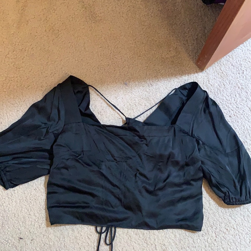 H&M open back satin blouse